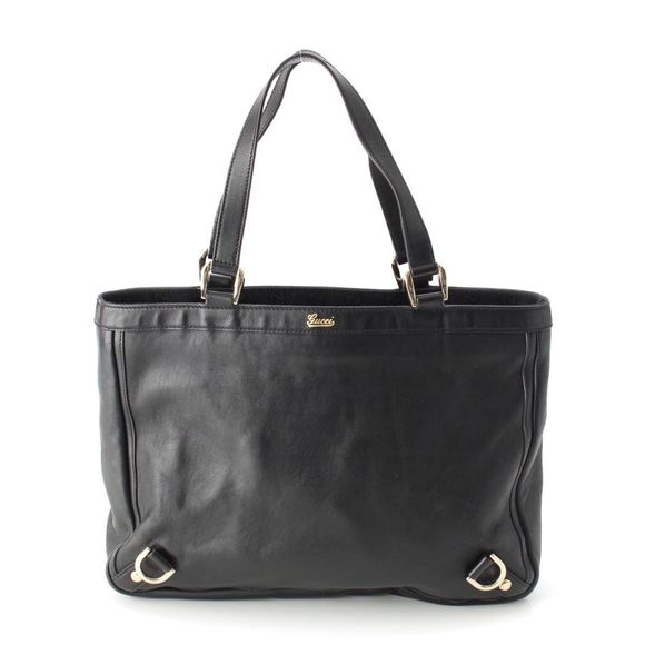 Gucci Leather Logo Abby Tote Bag 170004 Black - Picture 1 of 10